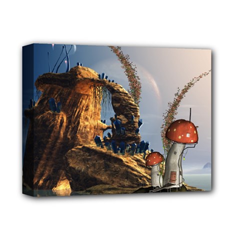 Wonderful Seascape With Mushroom House Deluxe Canvas 14  X 11  by FantasyWorld7