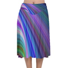 Background Abstract Curves Velvet Flared Midi Skirt by Celenk