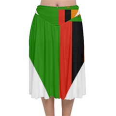 Heart Love Heart Shaped Zambia Velvet Flared Midi Skirt by Celenk