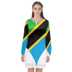 Heart Love Tanzania East Africa Long Sleeve Chiffon Shift Dress  by Celenk