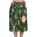 Santa and Rudolph pattern Velvet Flared Midi Skirt View1