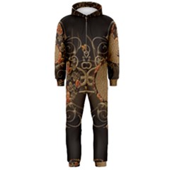 The Sign Ying And Yang With Floral Elements Hooded Jumpsuit (men)  by FantasyWorld7