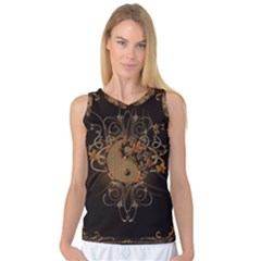 The Sign Ying And Yang With Floral Elements Women s Basketball Tank Top by FantasyWorld7