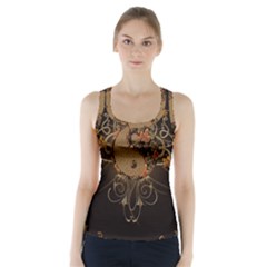 The Sign Ying And Yang With Floral Elements Racer Back Sports Top by FantasyWorld7