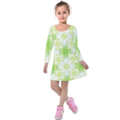 Intersecting Lines Pattern Kids  Long Sleeve Velvet Dress by dflcprints