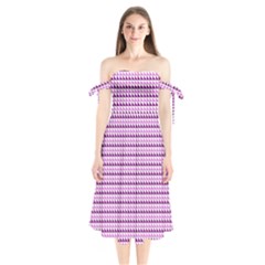 Pattern Shoulder Tie Bardot Midi Dress by gasi