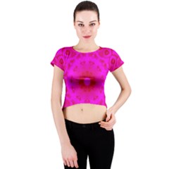 Pattern Crew Neck Crop Top by gasi