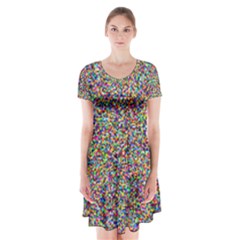 Pattern Short Sleeve V-neck Flare Dress by gasi