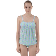 Pattern Twist Front Tankini Set by gasi