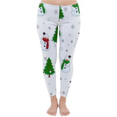 Snowman Pattern Classic Winter Leggings by Valentinaart