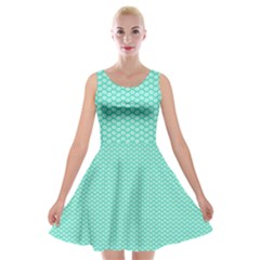 Tiffany Aqua Blue With White Lipstick Kisses Velvet Skater Dress by PodArtist