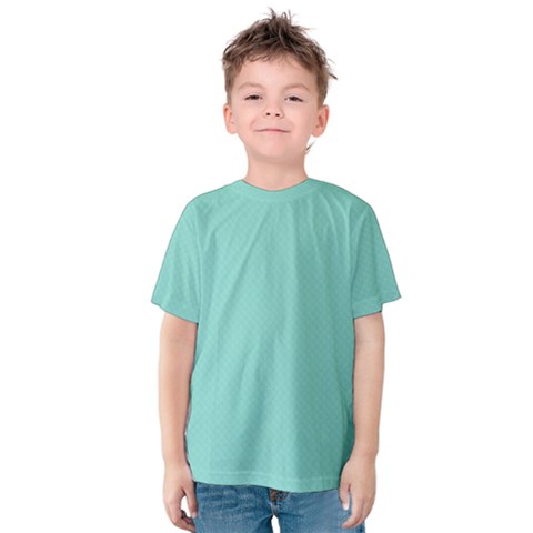 Tiffany Aqua Blue Puffy Quilted Pattern Kids  Cotton Tee by PodArtist