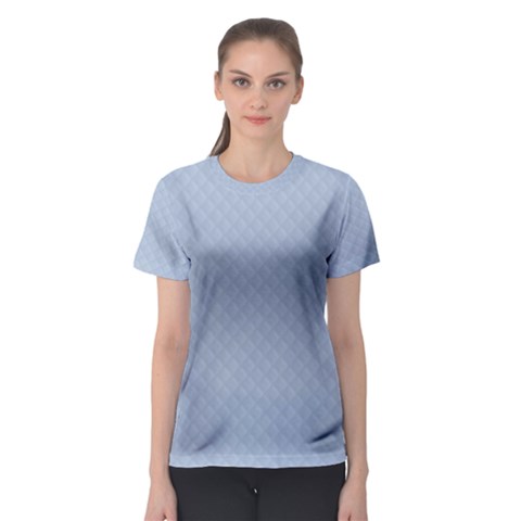 Powder Blue Stitched And Quilted Pattern Women s Sport Mesh Tee by PodArtist