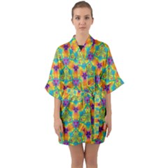 Pattern Quarter Sleeve Kimono Robe by gasi