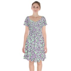 Pattern Short Sleeve Bardot Dress by gasi