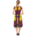 Ethnic Bold Bright Artistic Paper Cap Sleeve Front Wrap Midi Dress View2