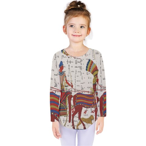 Egyptian Tutunkhamun Pharaoh Design Kids  Long Sleeve Tee by Celenk