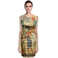 Egyptian Man Sun God Ra Amun Sleeveless Velvet Midi Dress by Celenk