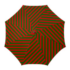 Red And Green Christmas Candycane Stripes Golf Umbrellas by PodArtist