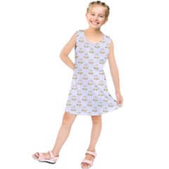 Gold Scales Of Justice On White Repeat Pattern All Over Print Kids  Tunic Dress by PodArtist