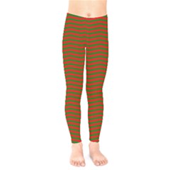 Christmas Red And Green Chevron Zig Zag Stripes Kids  Legging by PodArtist