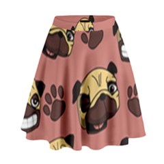 Happy Pugs High Waist Skirt by allthingseveryone