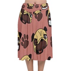 Happy Pugs Velvet Flared Midi Skirt by allthingseveryone