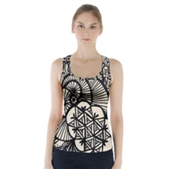 Background Abstract Beige Black Racer Back Sports Top by Celenk