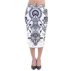 Ancient Parade Ancient Civilization Velvet Midi Pencil Skirt by Celenk