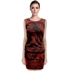 Background Abstract Red Black Sleeveless Velvet Midi Dress by Celenk