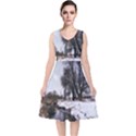 Winter Bach Wintry Snow Water V-Neck Midi Sleeveless Dress  View1