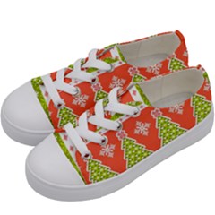 Christmas Tree Ugly Sweater Pattern Kids  Low Top Canvas Sneakers by allthingseveryone