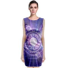 Blue Fractal Alchemy Hud For Bending Hyperspace Classic Sleeveless Midi Dress by jayaprime