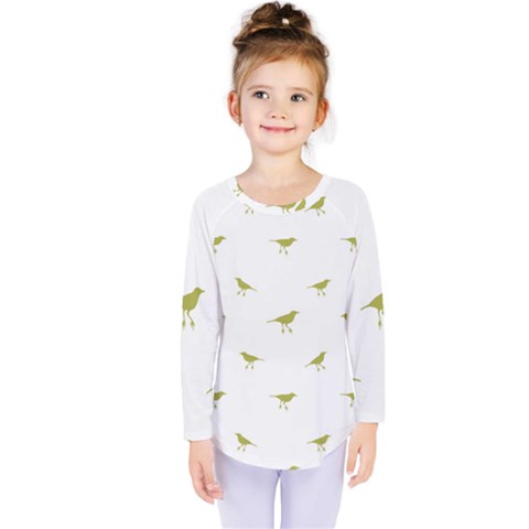 Birds Motif Pattern Kids  Long Sleeve Tee by dflcprints