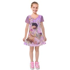 Violets For The Birds  Kids  Short Sleeve Velvet Dress by pastpresents