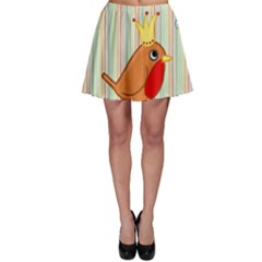 Bird Christmas Card Blue Modern Skater Skirt by Celenk