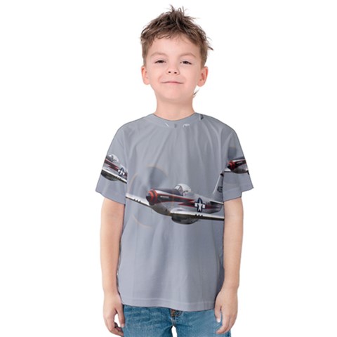 P-51 Mustang Flying Kids  Cotton Tee by Ucco