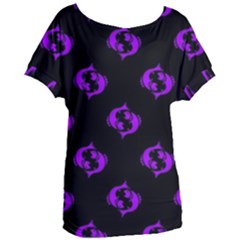 Purple Pisces On Black Background Women s Oversized Tee by allthingseveryone