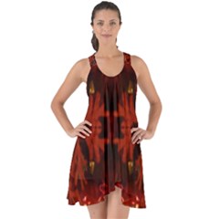 Red Abstract Show Some Back Chiffon Dress by Celenk