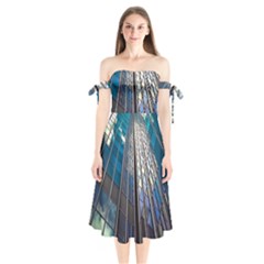 Architecture Skyscraper Shoulder Tie Bardot Midi Dress by Celenk