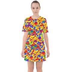 Homouflage Gay Stealth Camouflage Sixties Short Sleeve Mini Dress by PodArtist