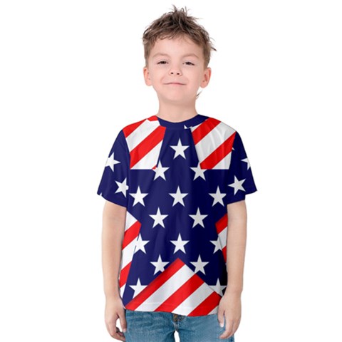 Patriotic Usa Stars Stripes Red Kids  Cotton Tee by Celenk