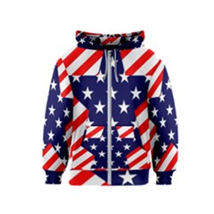 Patriotic Usa Stars Stripes Red Kids  Zipper Hoodie by Celenk