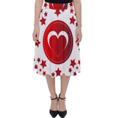 Monogram Heart Pattern Love Red Folding Skater Skirt by Celenk