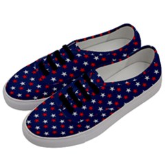 Patriotic Red White Blue Stars Blue Background Men s Classic Low Top Sneakers by Celenk