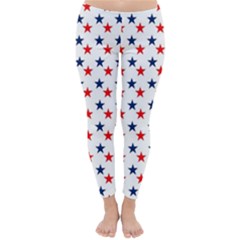 Patriotic Red White Blue Stars Usa Classic Winter Leggings by Celenk