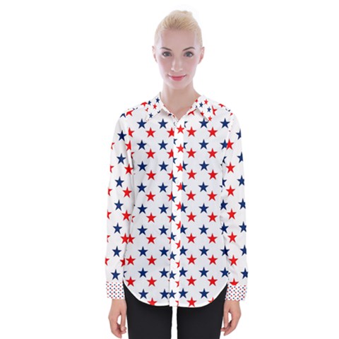 Patriotic Red White Blue Stars Usa Womens Long Sleeve Shirt by Celenk