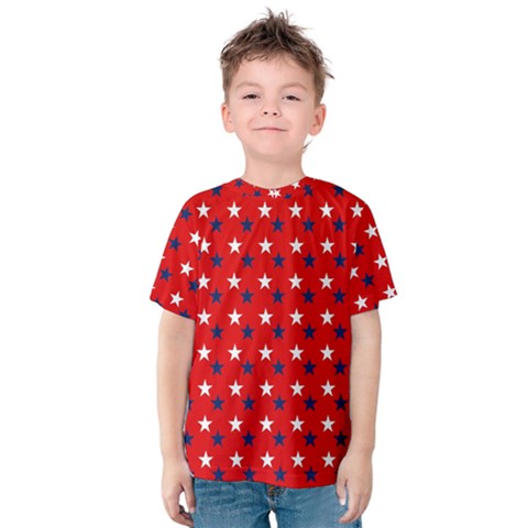 Patriotic Red White Blue Usa Kids  Cotton Tee by Celenk