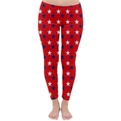 Patriotic Red White Blue Usa Classic Winter Leggings by Celenk