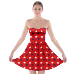 Patriotic Red White Blue Usa Strapless Bra Top Dress by Celenk